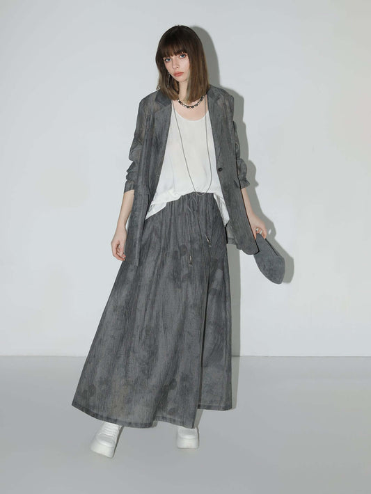 Ink-Washed Draped Striped Blazer-0